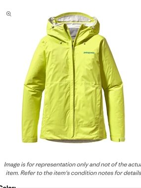 Patagonia Womens Yellow Torrentshell Rain Jacket h2no XS Full Zip Hooded